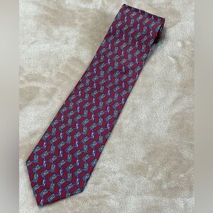 Christian Dior Monsieur Vintage Maroon Blue Abstract Design Tie